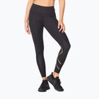 Damen Trainingsleggings 2XU Force Mid-Rise Compression schwarz und gold WA5367B