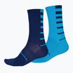 Fahrrad Socken Herren Endura Coolmax Stripe 2-pak electric blue/navy