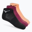 Mizuno Training Mid Socken 3 Paar schwarz/apricot ice/violett quatz