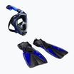 AQUASTIC Schnorchelset Vollgesichtsmaske + Flossen blau SMFA-01SN