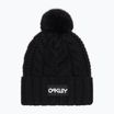 Oakley Harper Pom Beanie schwarz/weißes Logo Wintermütze