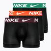 Nike Dri-Fit Essential Herren Boxershorts 3 Paar schwarz-grün/hyperkarminrot/burgunderrot