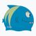 Fashy 3048 Bedruckte blau/hellblaue Kinder-Badekappe