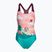 Speedo Digital bedruckter einteiliger Badeanzug für Kinder blau und rosa 8-0797015159