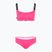 Zweiteiliger Damen-Badeanzug EA7 Emporio Armani Logo Tape Bikini Top neon pink