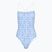 Tommy Hilfiger Damen einteiliger Badeanzug Straight Neck Print floral stripe blau spell