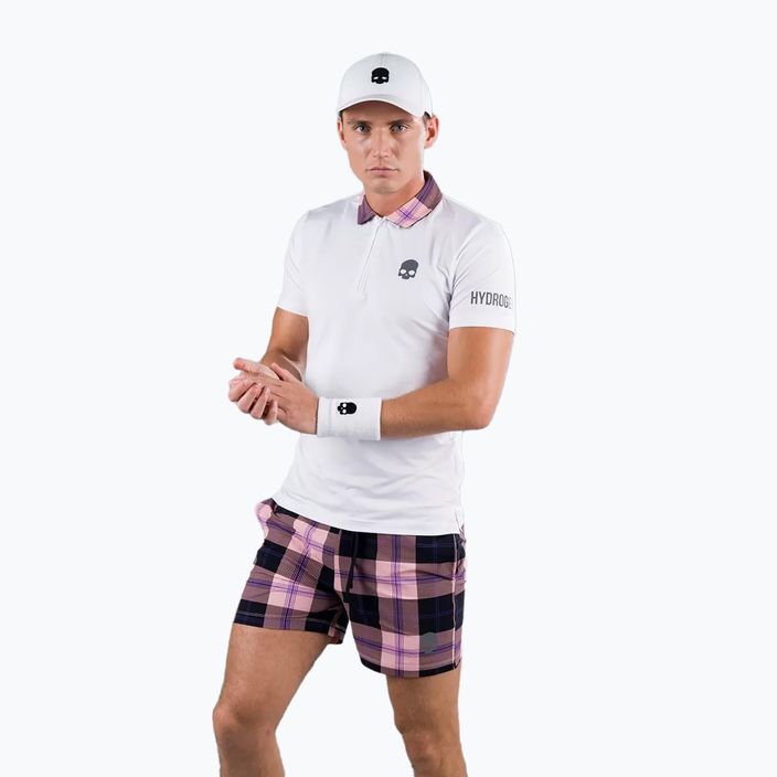 Herren HYDROGEN Tartan weiß und rosa Tennis-Poloshirt T00518E83 2