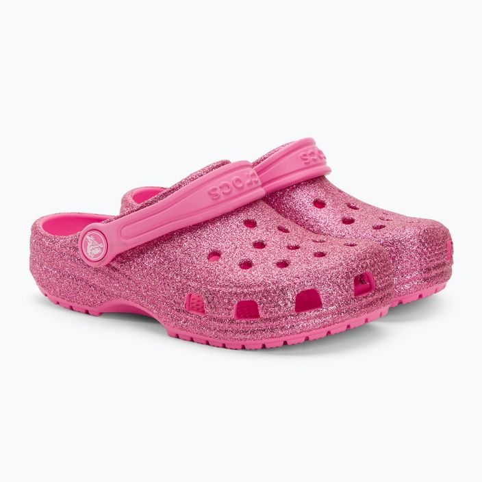 Crocs Classic Glitter Clog rosa Limonade Kinder-Pantoletten 5