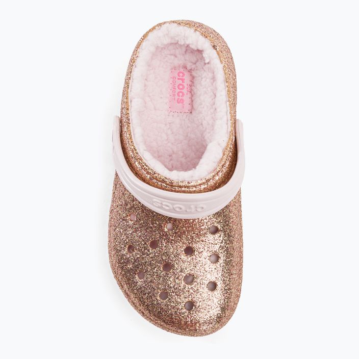 Crocs Classic Lined Glitter Clog gold/kaum rosa Kinder Pantoletten 7