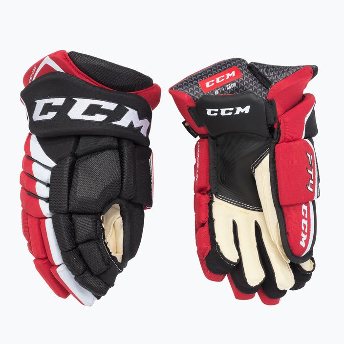 CCM JetSpeed FT4 SR Hockeyhandschuhe schwarz/rot/weiß 2