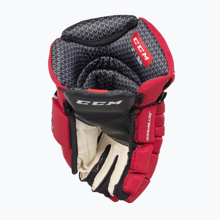 CCM JetSpeed FT4 SR Hockeyhandschuhe schwarz/rot/weiß 4