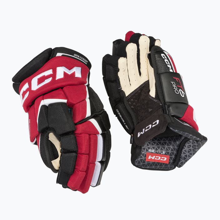 CCM JetSpeed FT6 Pro SR Hockeyhandschuhe schwarz/rot/weiß