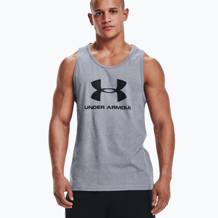 Herren Under Armour Sportstyle Logo Tank Trainings-T-Shirt grau 1329589 3