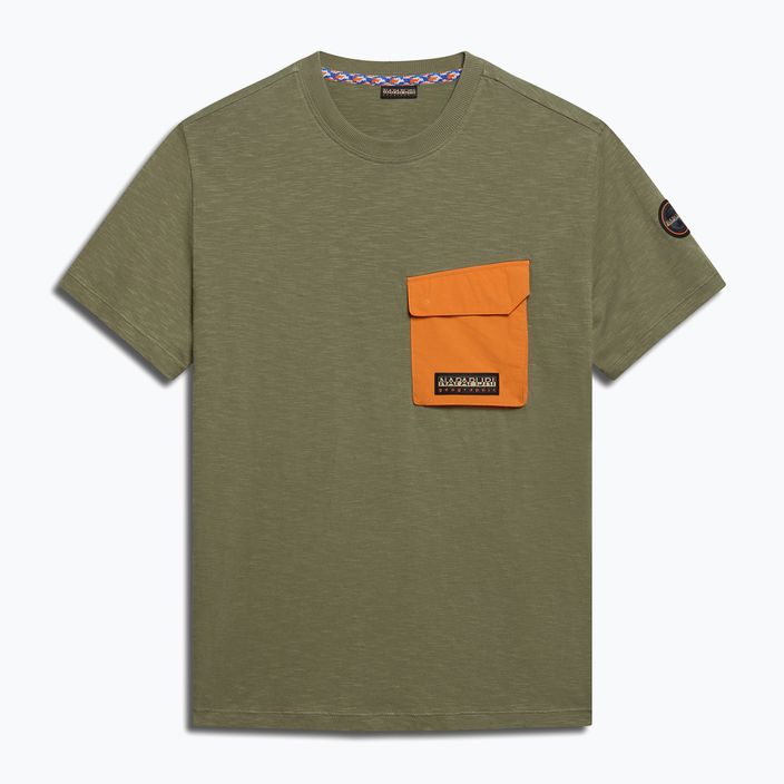 Herren Napapijri S-Tepees grünes Flechten-T-Shirt 5