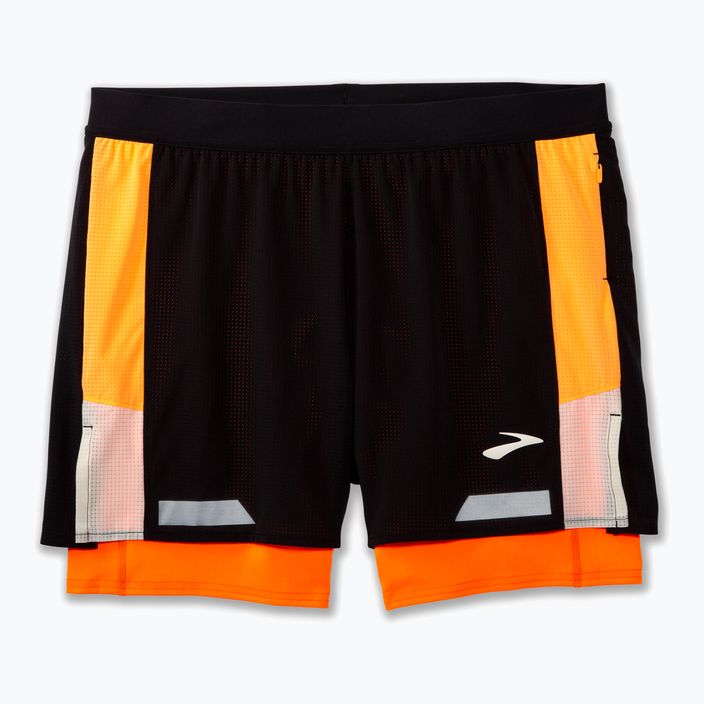 Herren Brooks Run Visible 5" 2IN1 2.0 Laufshorts schwarz/ecru/fluoro flash 10