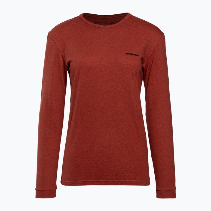 Damen-Trekking-T-Shirt Patagonia P-6 Logo Responsibili-Tee LS Wurzelholz rot