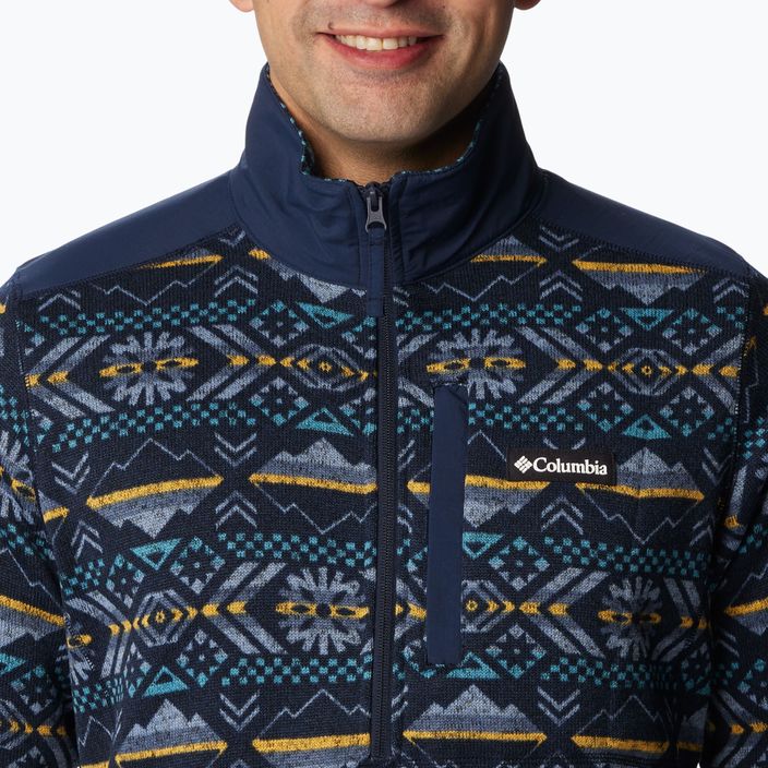 Herren Columbia Sweater Wetter II gedruckt kollegiale Marine karierten Gipfeln drucken Trekking-Sweatshirt 4