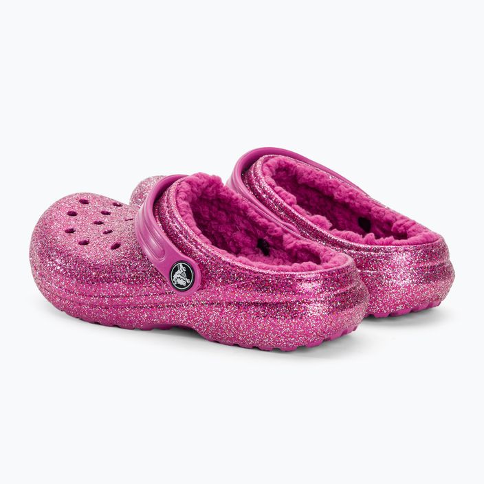 Crocs Classic Lined Glitter Clog fuchsia fun/multi Kinder-Pantoletten 4