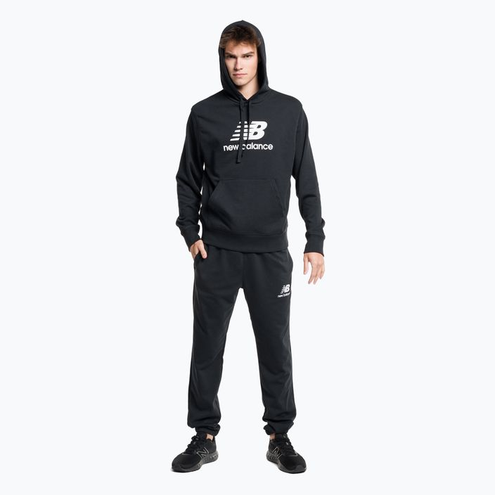 Herren Training Sweatshirt New Balance Essentials Stacked Logo French Terry Hoodie schwarz MT31537BK 4