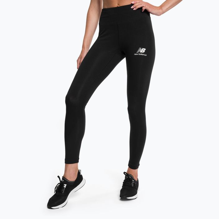 Damen Trainingsleggings New Balance Tight Essentials Stacked Logo Baumwolle schwarz NBWP31509