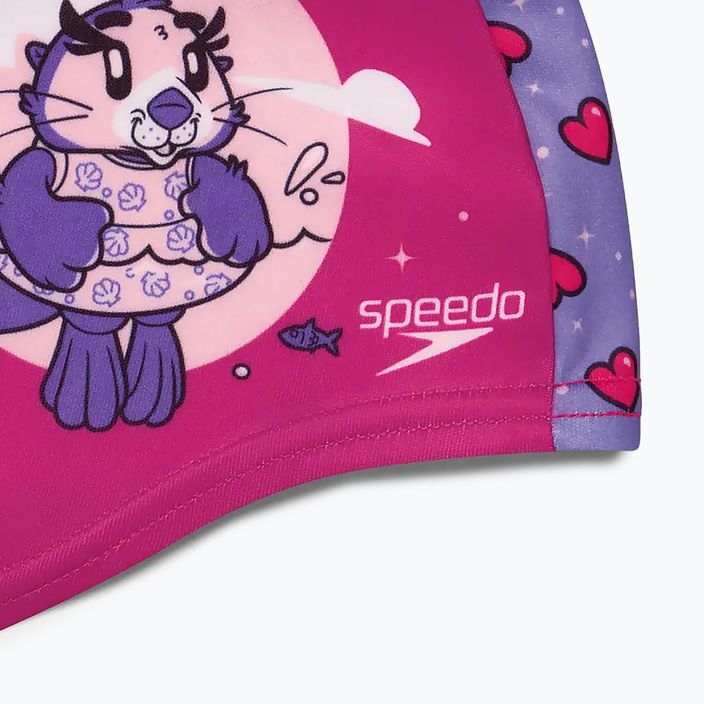 Speedo Bedruckte Polyester-Schwimmkappe rosa/violett 3