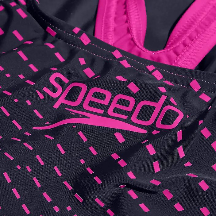 Speedo Medley Logo Medalist einteiliger Badeanzug für Kinder navy/pink 5