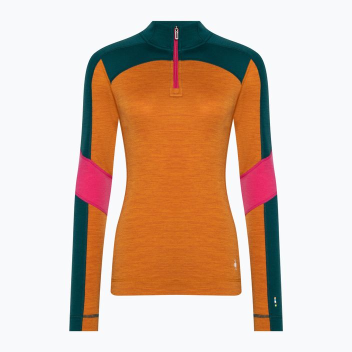 Frauen Smartwool Merino Baselayer Colorblock thermische Langarm 1/4 Zip Boxed Marmelade 3