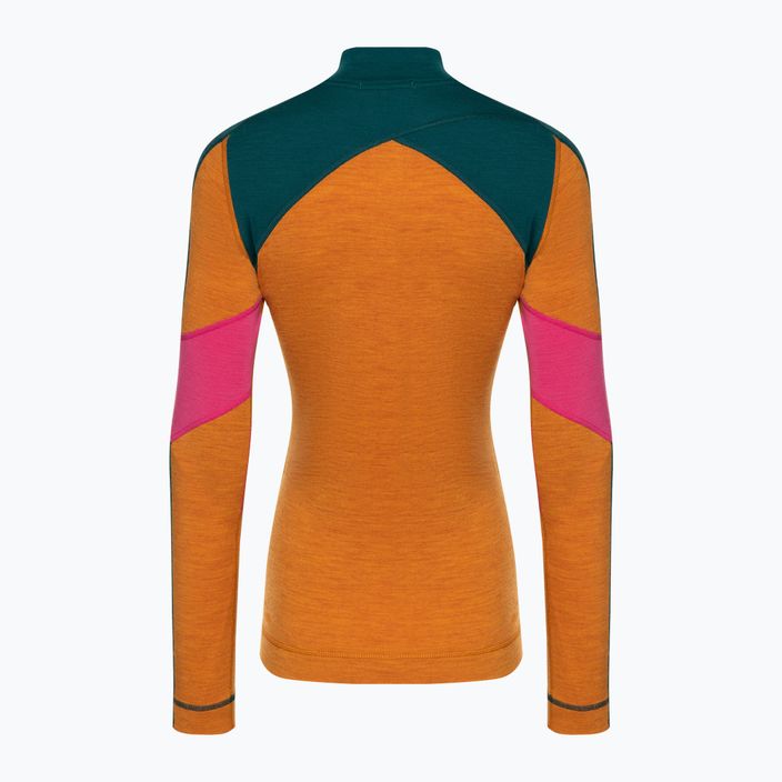 Frauen Smartwool Merino Baselayer Colorblock thermische Langarm 1/4 Zip Boxed Marmelade 4