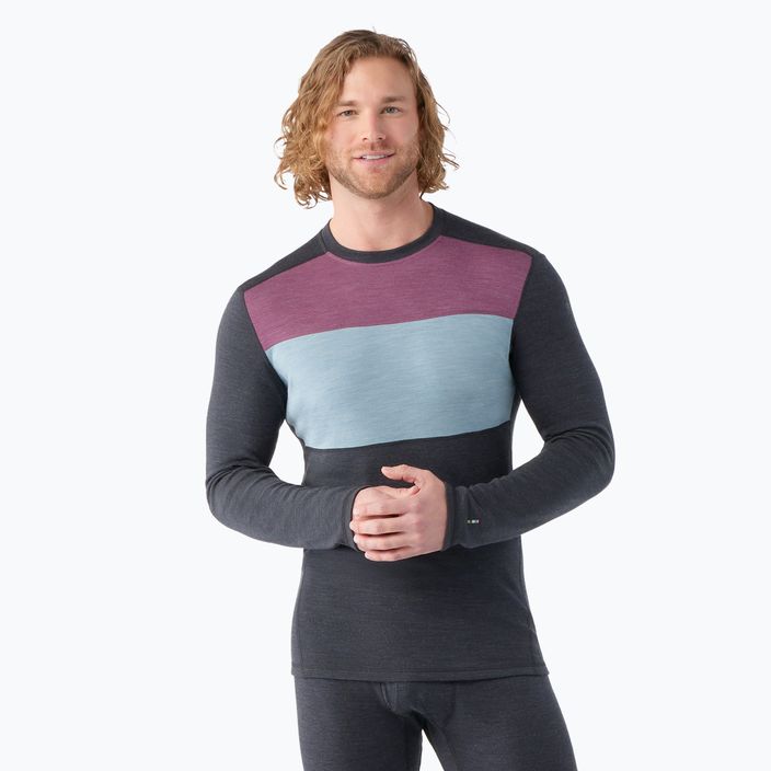 Herren Smartwool Thermal Merino Baselayer Colorblock Crew Boxed Holzkohle thermische Longsleeve