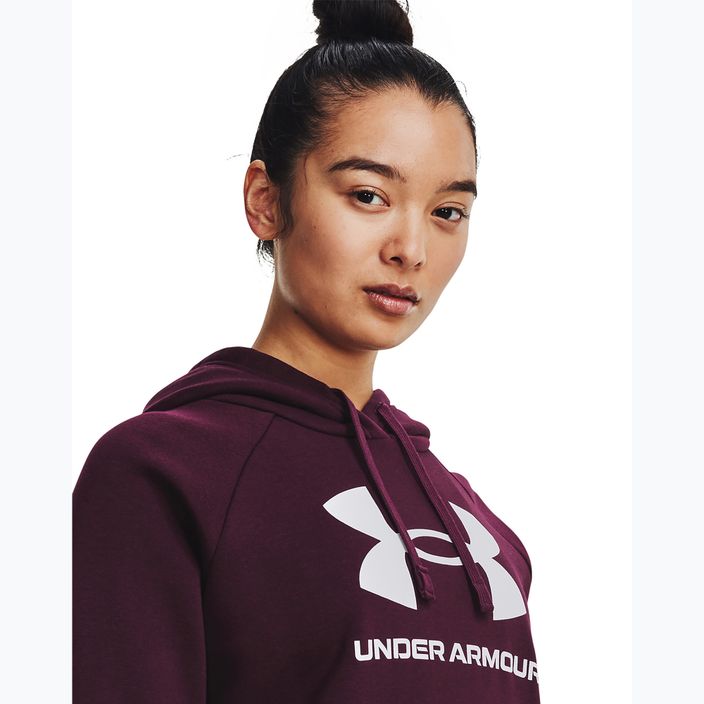 Training Sweatshirt Hoodie Damen Under Armour Rival Fleece Big Logo dark maroon/white 4