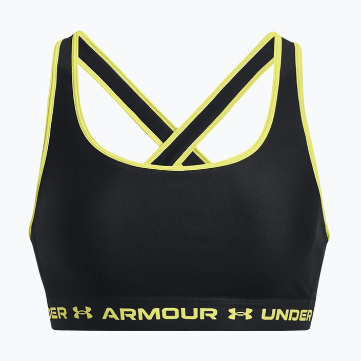 Under Armour Crossback Mid schwarz/limonengelber Fitness-BH 5