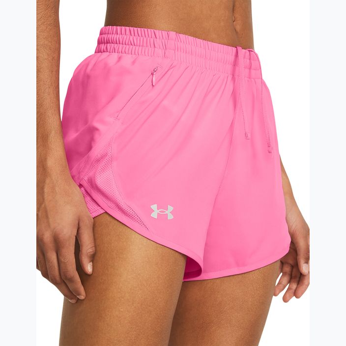 Under Armour Fly By fluo pink/fluo pink/reflective Damen Laufshorts 4