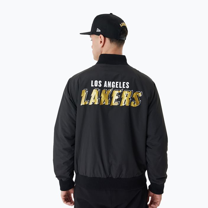 Herren New Era NBA Script BP Bomber Los Angeles Lakers Jacke schwarz 2