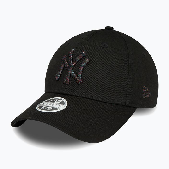Damen New Era Metallic Logo 9Forty New York Yankees Baseballkappe schwarz