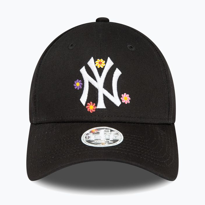 Damen New Era Flower 9Forty New York Yankees Baseballkappe schwarz 2