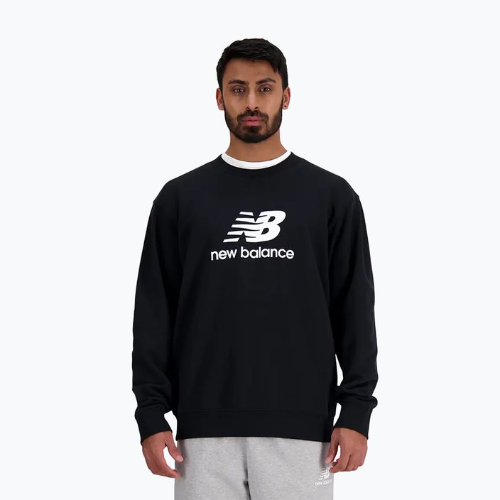Men's New Balance Stacked Logo French Terry Crew Sweatshirt schwarz