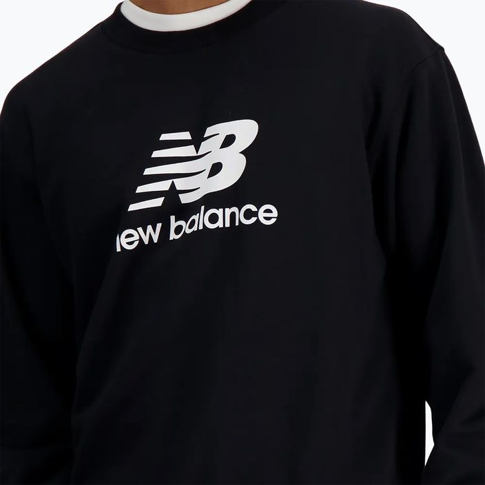 Men's New Balance Stacked Logo French Terry Crew Sweatshirt schwarz 4
