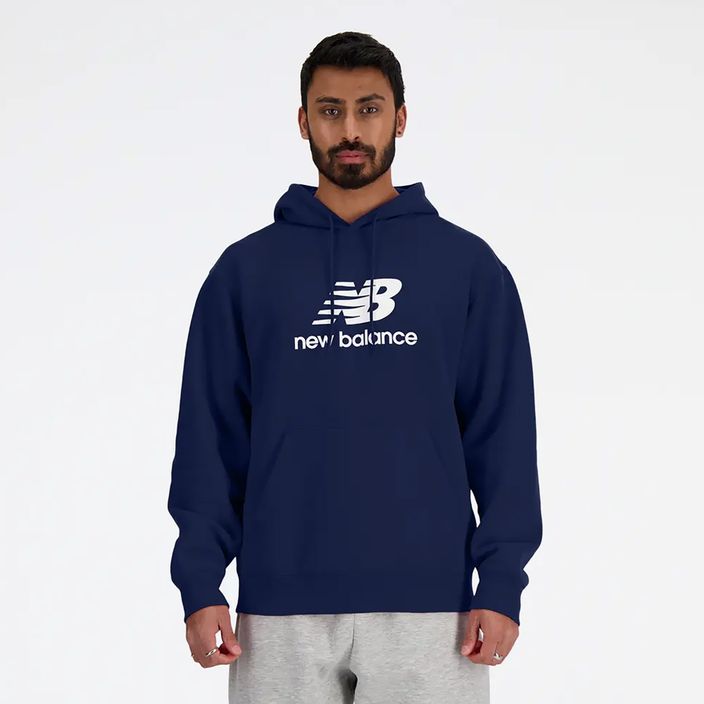 Herren New Balance Stacked Logo French Terry Hoodie navy