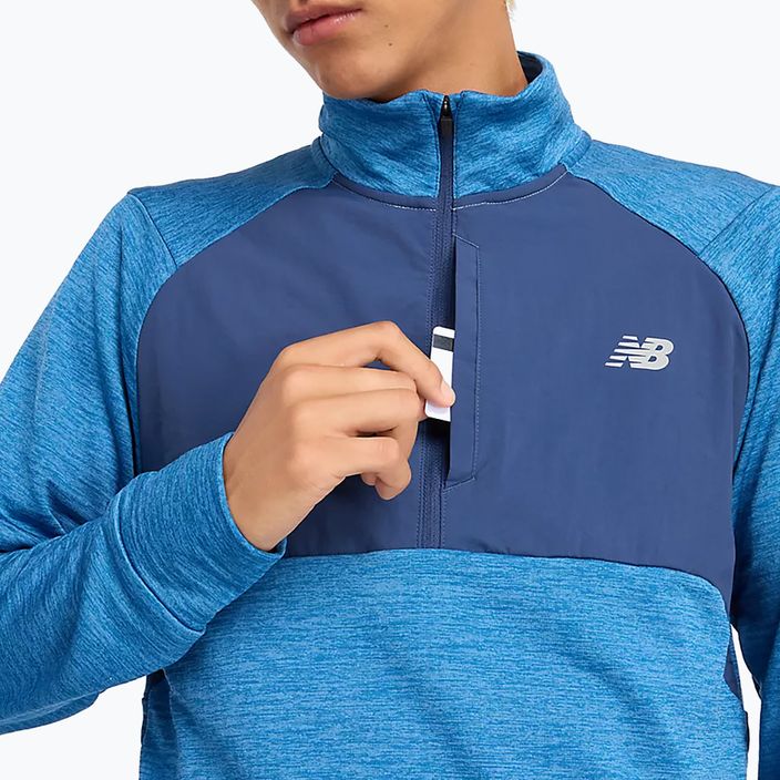 Herren New Balance Leichtathletik Hitze Grid 1/2 Zip heron blau laufen Longsleeve 5