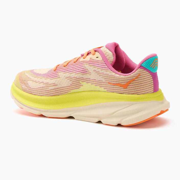 HOKA Clifton 9 fuchsia/vanilla Kinder Laufschuhe 3