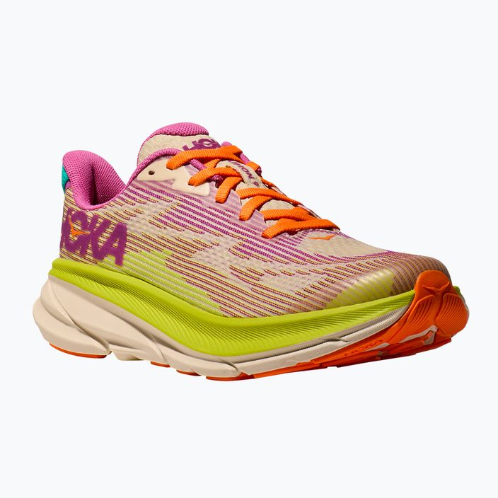 HOKA Clifton 9 fuchsia/vanilla Kinder Laufschuhe 8