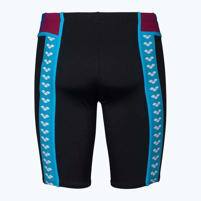 Men's arena Icons Swim Panel Jammer schwarz/neonblau/rot fandango/türkis 2