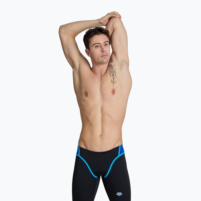 Men's arena Icons Swim Panel Jammer schwarz/neonblau/rot fandango/türkis 3