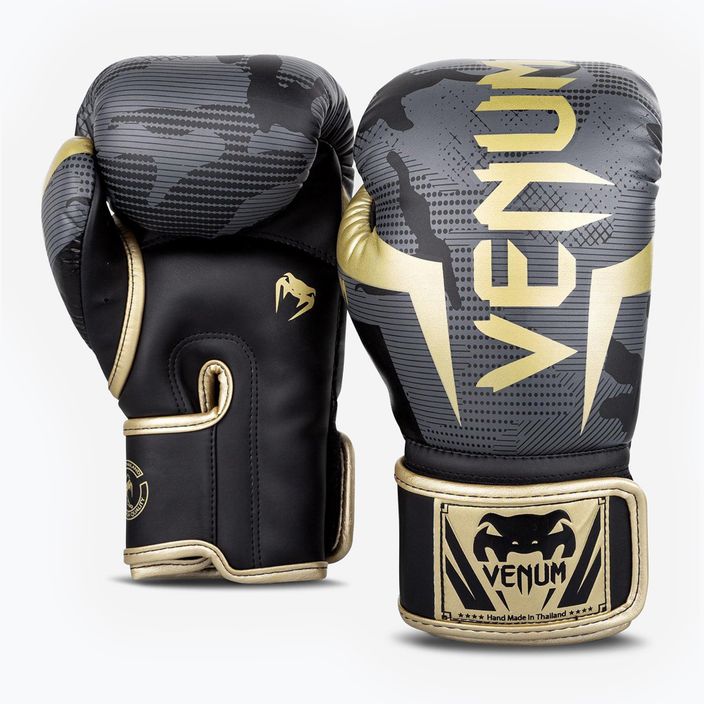 Venum Elite dunkel camo/gold Boxhandschuhe 5