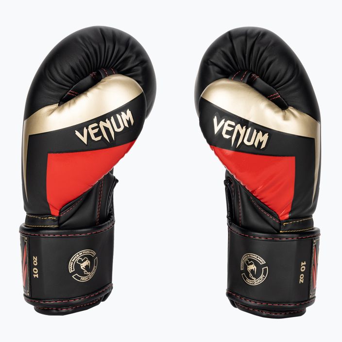 Venum Elite Boxhandschuhe schwarz/gold/rot 3