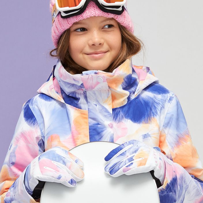 Kinder Snowboard-Handschuhe ROXY Jetty Girl hell weiß Stiefmütterchen rg 4