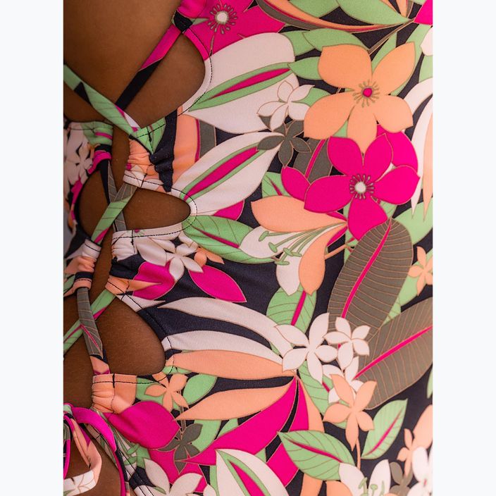 Damen-Badeanzug ROXY Printed Beach Classics Lace UP anthrazit palm song s 8