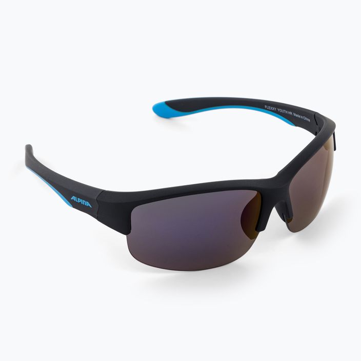 Kindersonnenbrille Alpina Junior Flexxy Youth HR schwarz blau matt/blau verspiegelt