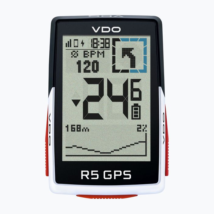 VDO R5 GPS Top Mount-Set Fahrradzähler schwarz und weiß 64051