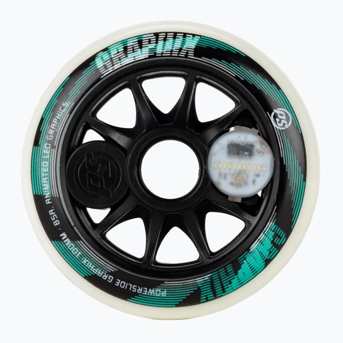 Powerslide Graphix LED Wheel 100 Rechts weiß/schwarz Rollerblade Räder